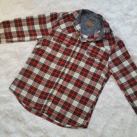 JACHS Girlfriend Tops - Jachs Girlfriend Red Plaid Shirt